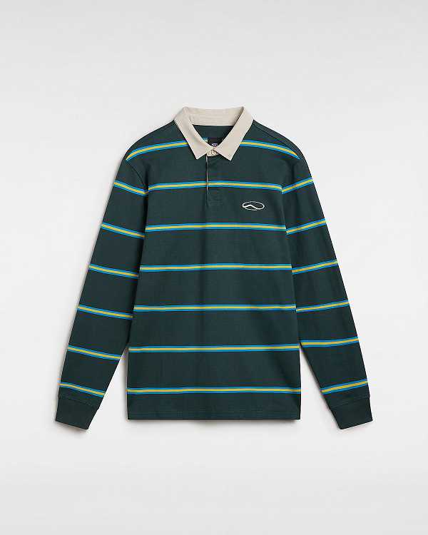 Green Men Vans Gatewood Rugby Stripe Long Sleeve Shirts Canada | VN7386915