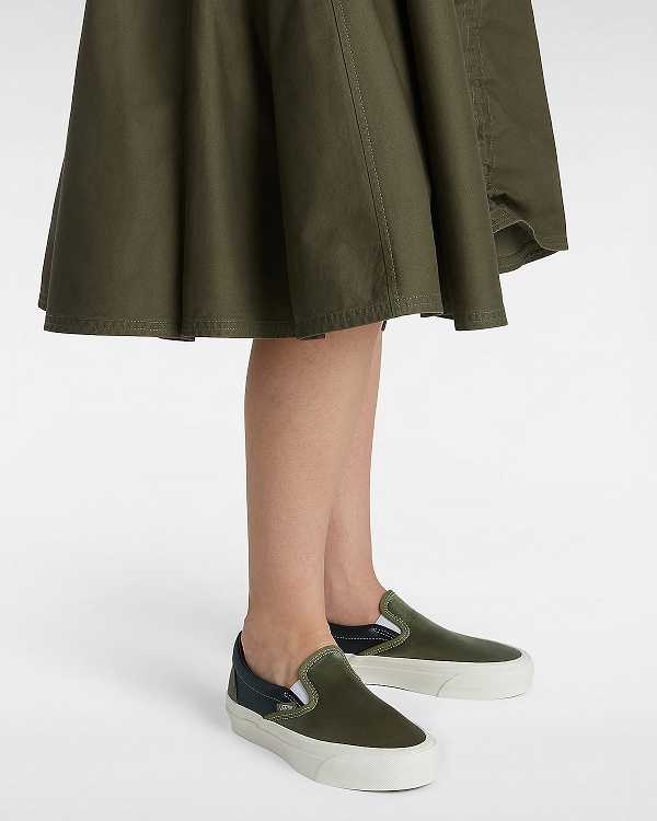 Green Men Vans Premium 98 Satin Slip On Shoes Canada | VN5619482