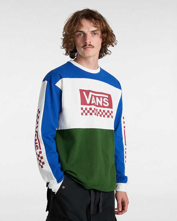 Green Men Vans Premium Branded Panel Long Sleeve T Shirts Canada | VN3158426