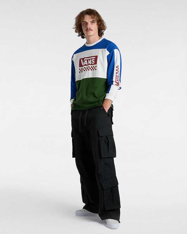 Green Men Vans Premium Branded Panel Long Sleeve T Shirts Canada | VN3158426