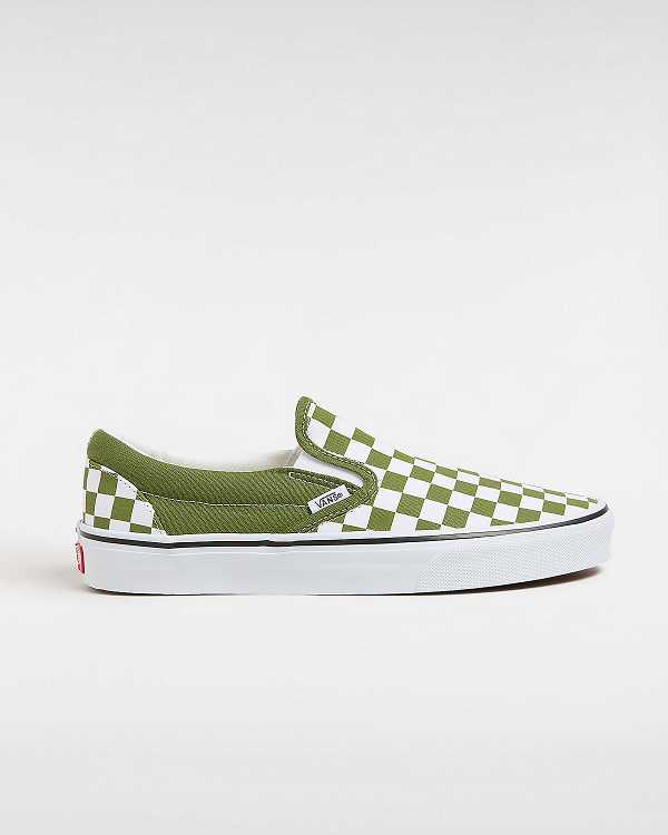 Green Women Vans Classic Checkerboard Slip On Shoes Canada | VN0671832