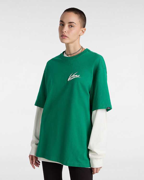 Green Women Vans Dettori Loose Fit T Shirts Canada | VN1247630