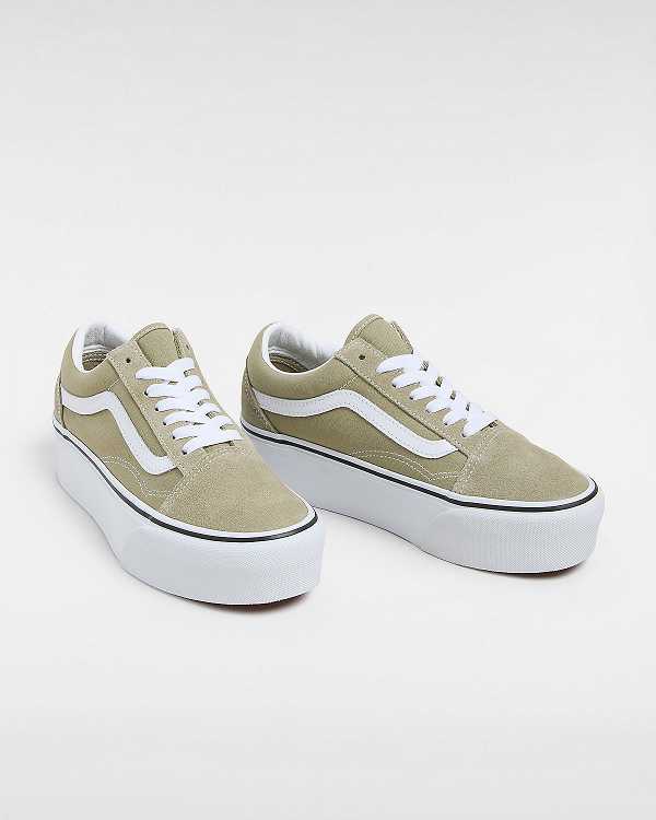 Green Women Vans Old Skool Platform Shoes Canada | VN7438912