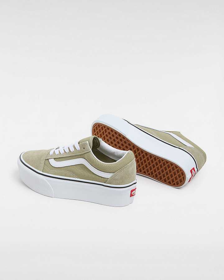 Green Women Vans Old Skool Platform Shoes Canada | VN7438912