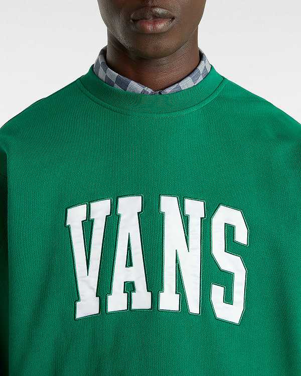 Green Women Vans Original Standards Varsity Loose Crew Sweatshirt Canada | VN3851609