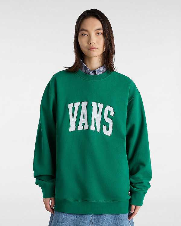 Green Women Vans Original Standards Varsity Loose Crew Sweatshirt Canada | VN3851609