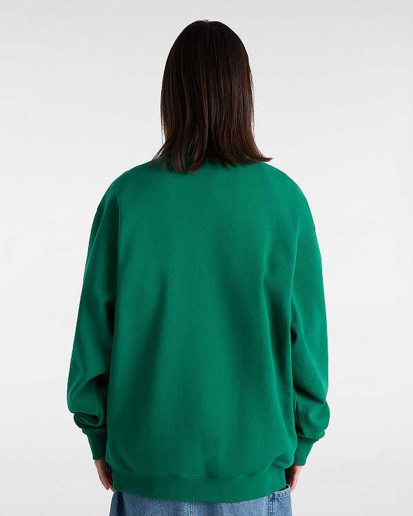Green Women Vans Original Standards Varsity Loose Crew Sweatshirt Canada | VN3851609