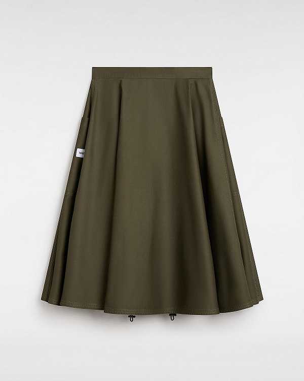 Green Women Vans Premium A-Line Ruched Skirt Canada | VN0128349