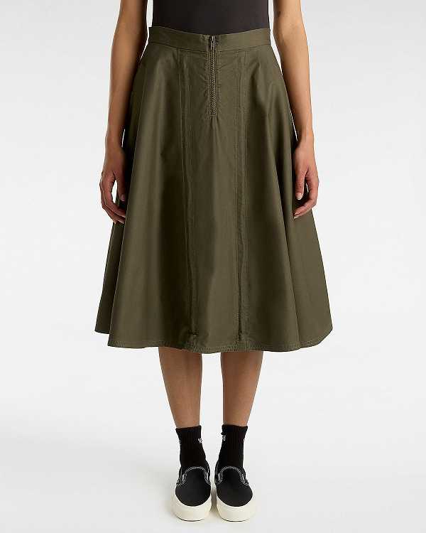 Green Women Vans Premium A-Line Ruched Skirt Canada | VN0128349