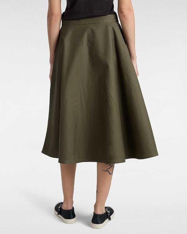 Green Women Vans Premium A-Line Ruched Skirt Canada | VN0128349