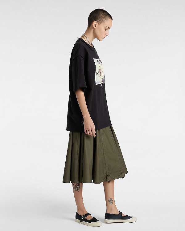 Green Women Vans Premium A-Line Ruched Skirt Canada | VN0128349