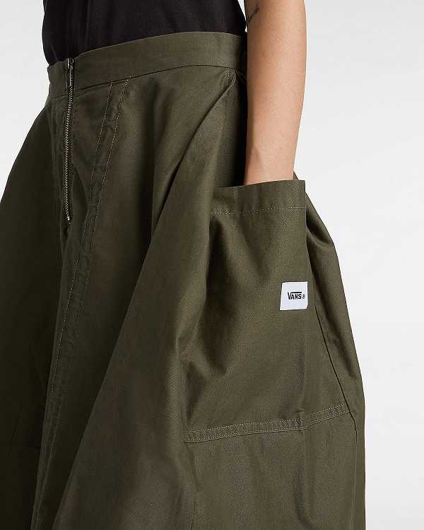 Green Women Vans Premium A-Line Ruched Skirt Canada | VN0128349