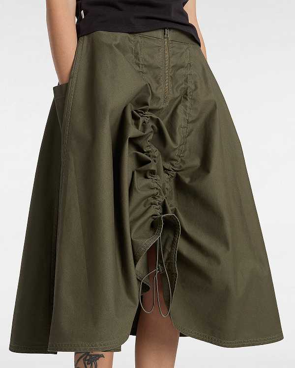 Green Women Vans Premium A-Line Ruched Skirt Canada | VN0128349