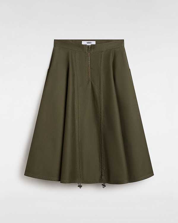 Green Women Vans Premium A-Line Ruched Skirt Canada | VN0128349