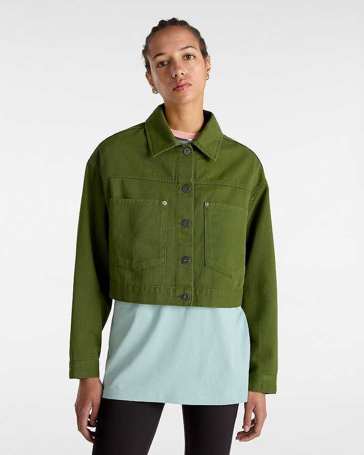 Green Women Vans Raynes Crop Trucker Jacket Canada | VN2759436