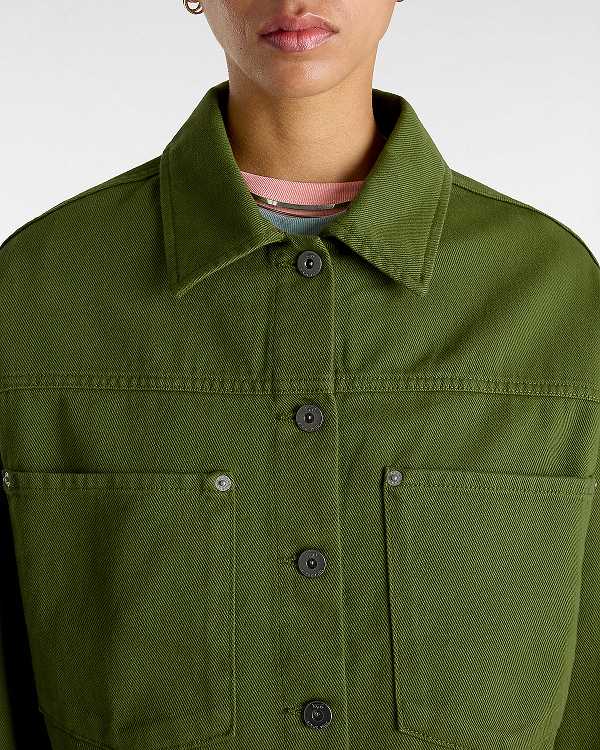 Green Women Vans Raynes Crop Trucker Jacket Canada | VN2759436