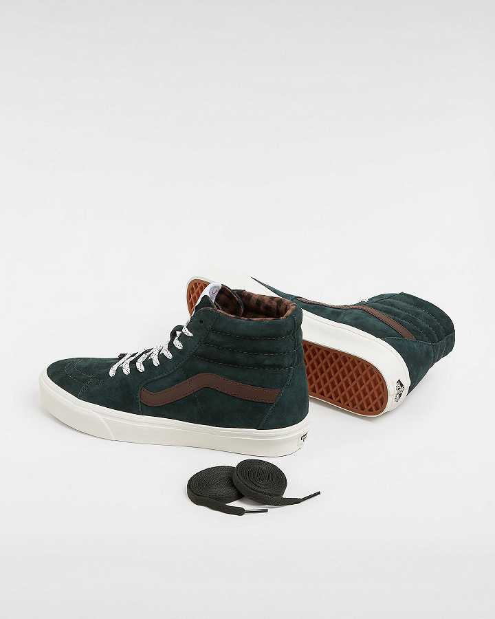 Green Women Vans Sk8-Hi Pig Suede Skate Shoes Canada | VN7240893
