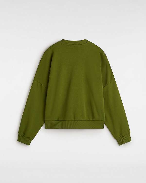 Green Women Vans Stadium French Terry Loose Crew Sweatshirt Canada | VN4837210