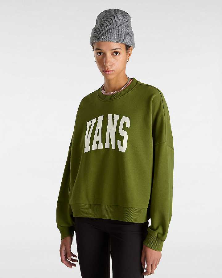 Green Women Vans Stadium French Terry Loose Crew Sweatshirt Canada | VN4837210