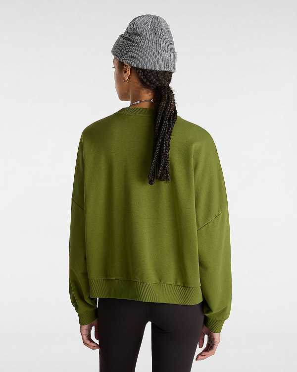 Green Women Vans Stadium French Terry Loose Crew Sweatshirt Canada | VN4837210