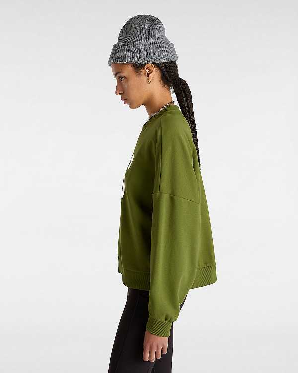 Green Women Vans Stadium French Terry Loose Crew Sweatshirt Canada | VN4837210