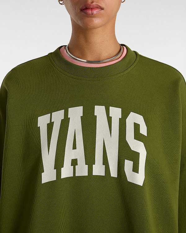 Green Women Vans Stadium French Terry Loose Crew Sweatshirt Canada | VN4837210