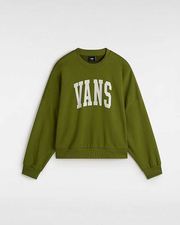 Green Women Vans Stadium French Terry Loose Crew Sweatshirt Canada | VN4837210