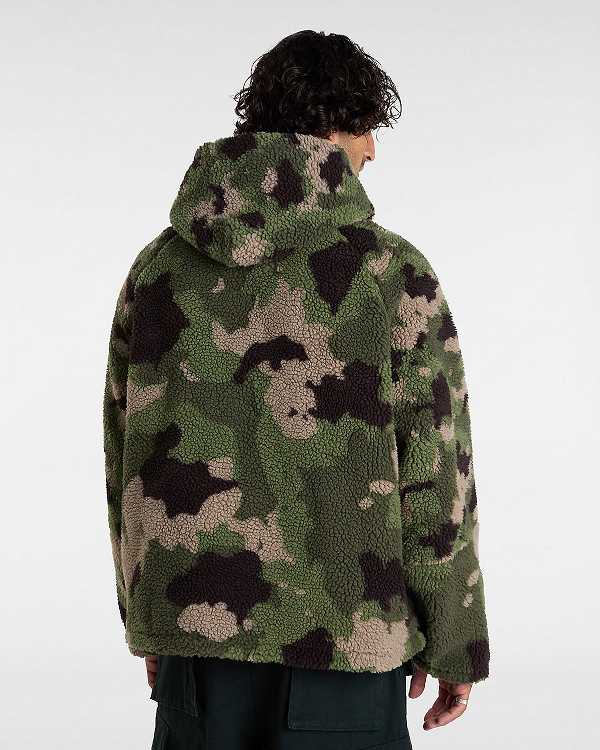 Green / Brown Men Vans Premium Oversized Sherpa Hoodie Canada | VN3851920