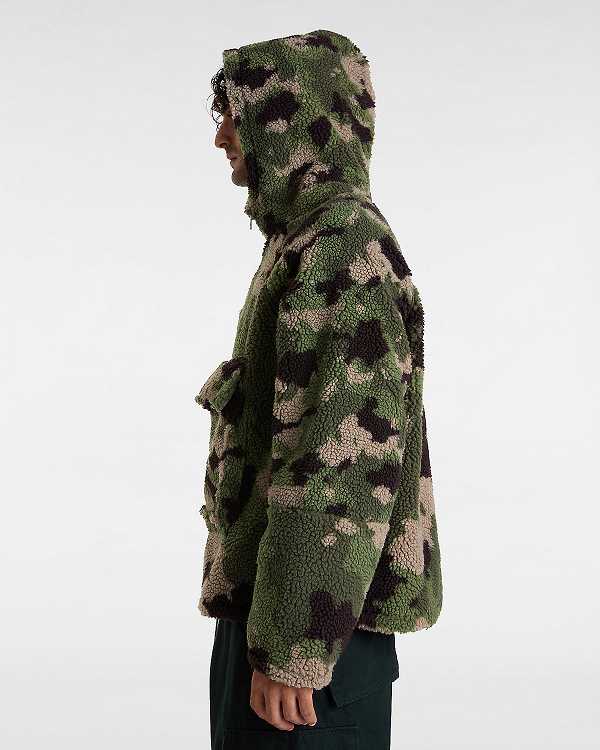 Green / Brown Men Vans Premium Oversized Sherpa Hoodie Canada | VN3851920