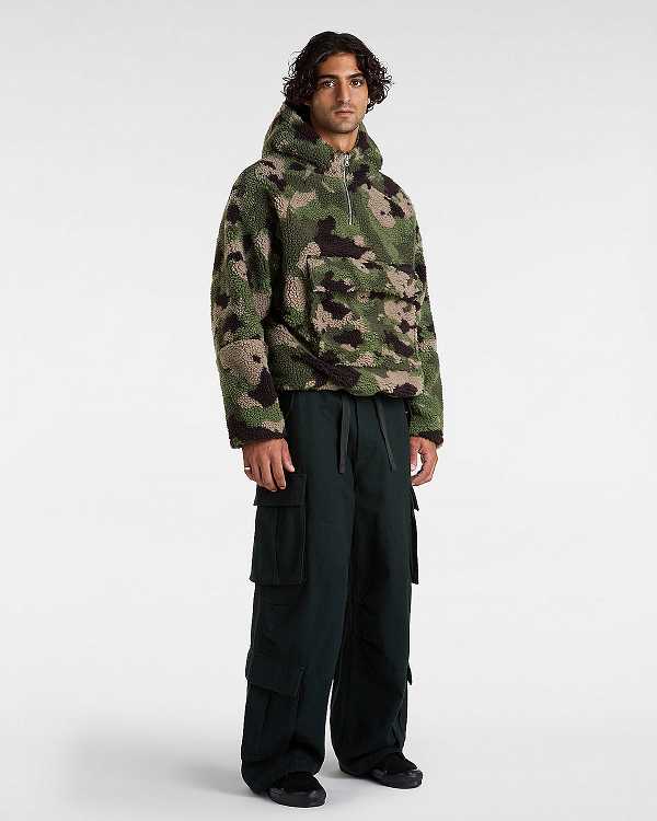 Green / Brown Men Vans Premium Oversized Sherpa Hoodie Canada | VN3851920