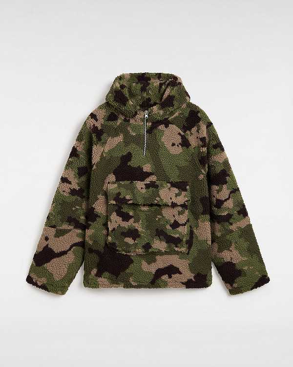 Green / Brown Men Vans Premium Oversized Sherpa Hoodie Canada | VN3851920