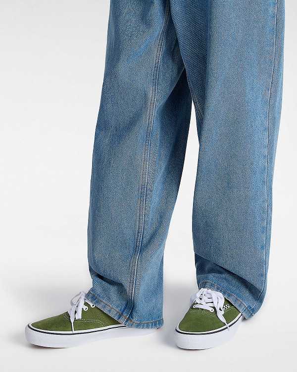 Green / White Men Vans Authentic Skate Shoes Canada | VN5304796