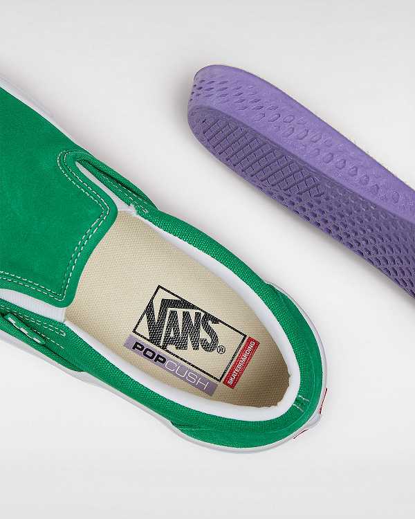 Green / White Men Vans Skate Slip On Shoes Canada | VN0785142