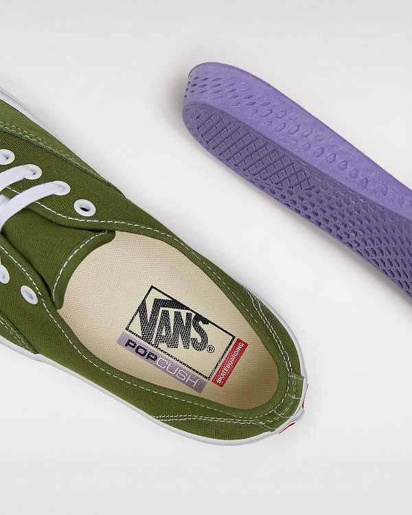 Green / White Women Vans Authentic Skate Shoes Canada | VN9841325