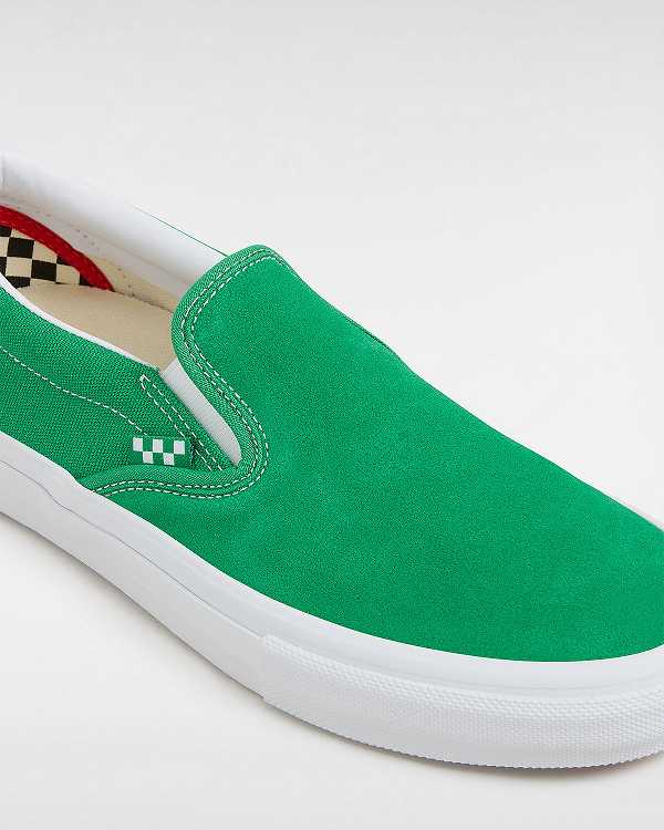Green / White Women Vans Skate Slip On Shoes Canada | VN7409862