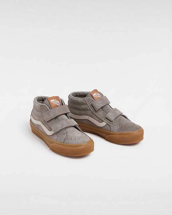 Grey Kids' Vans Sk8-Mid Reissue Hook and Loop Gum (4-8 Years) Sneakers Canada | VN3129748