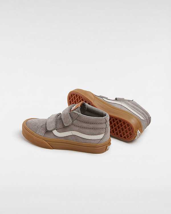 Grey Kids' Vans Sk8-Mid Reissue Hook and Loop Gum (4-8 Years) Sneakers Canada | VN3129748