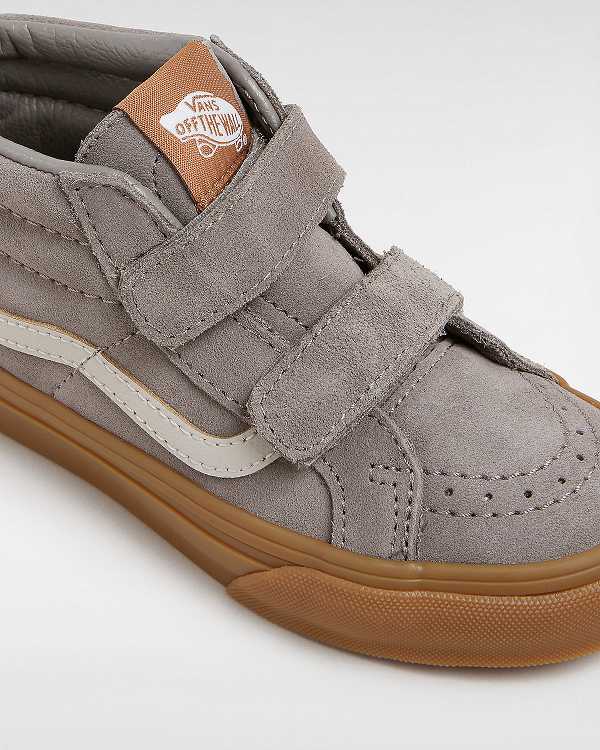Grey Kids' Vans Sk8-Mid Reissue Hook and Loop Gum (4-8 Years) Sneakers Canada | VN3129748