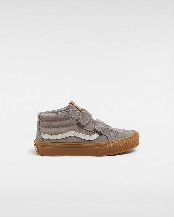 Grey Kids\' Vans Sk8-Mid Reissue Hook and Loop Gum (4-8 Years) Sneakers Canada | VN3129748
