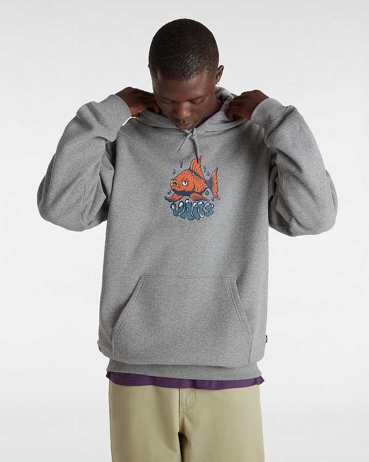 Grey Men Vans Fish loose Hoodie Canada | VN9108476