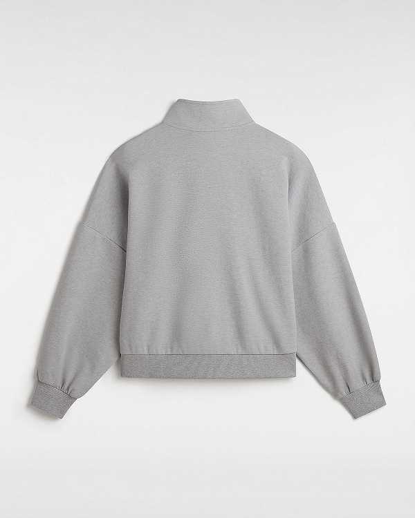 Grey Women Vans Elevated Double Knit Loose Mock Neck Sweatshirt Canada | VN3820159
