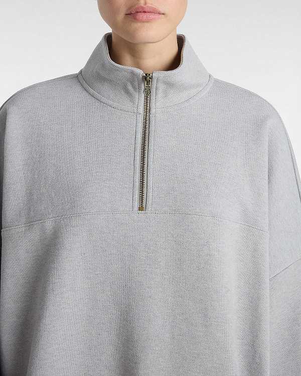 Grey Women Vans Elevated Double Knit Loose Mock Neck Sweatshirt Canada | VN3820159