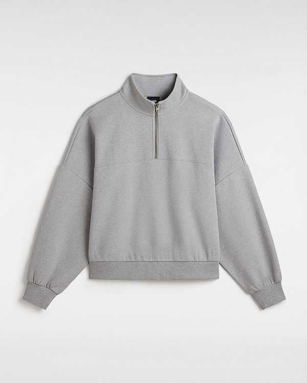 Grey Women Vans Elevated Double Knit Loose Mock Neck Sweatshirt Canada | VN3820159