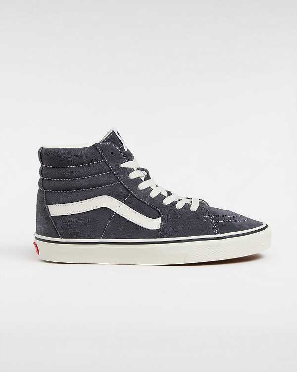 Grey Women Vans Sk8-Hi Pig Suede Skate Shoes Canada | VN6425793