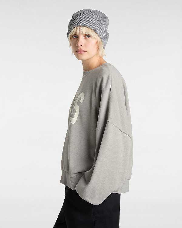 Grey Women Vans Stadium French Terry Loose Crew Sweatshirt Canada | VN6817920