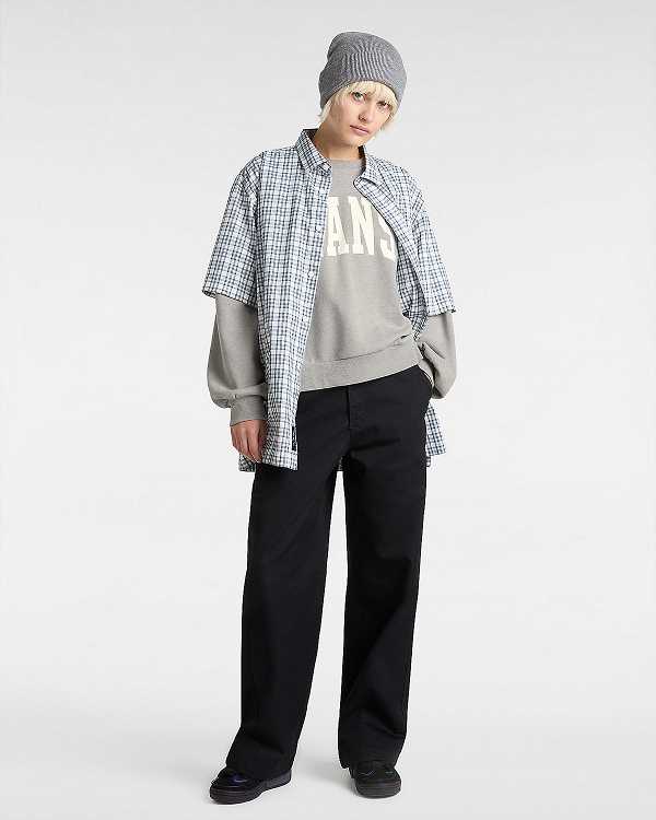Grey Women Vans Stadium French Terry Loose Crew Sweatshirt Canada | VN6817920