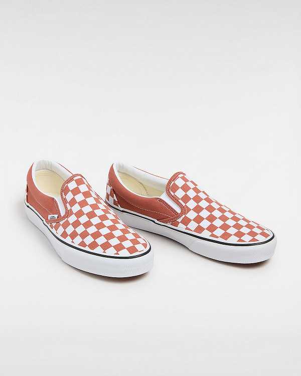 Orange Men Vans Classic Checkerboard Slip On Shoes Canada | VN7401823
