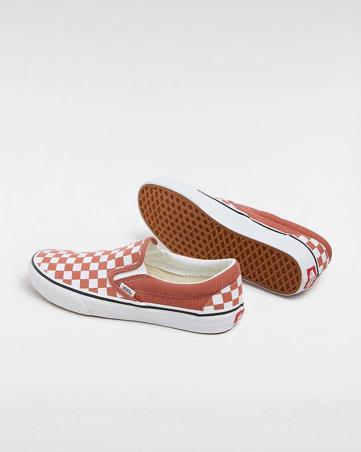 Orange Men Vans Classic Checkerboard Slip On Shoes Canada | VN7401823