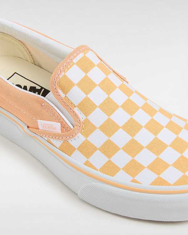 Orange Women Vans Checkerboard Classic Slip-On Platform Shoes Canada | VN1380645