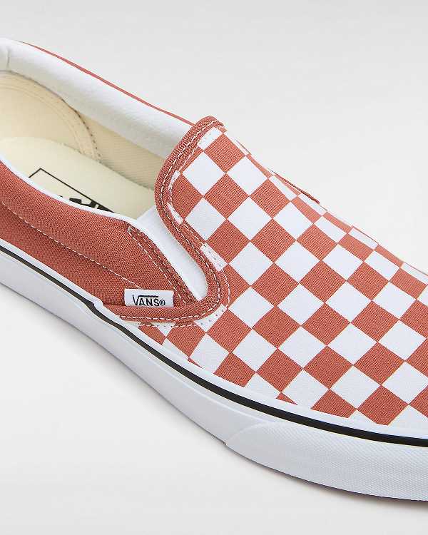 Orange Women Vans Classic Checkerboard Slip On Shoes Canada | VN7358064